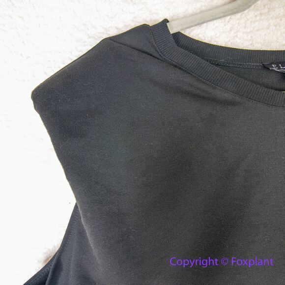 New! Eloquii strong shoulder sleeveless shift black dress, size 22/24 - Picture 6 of 13
